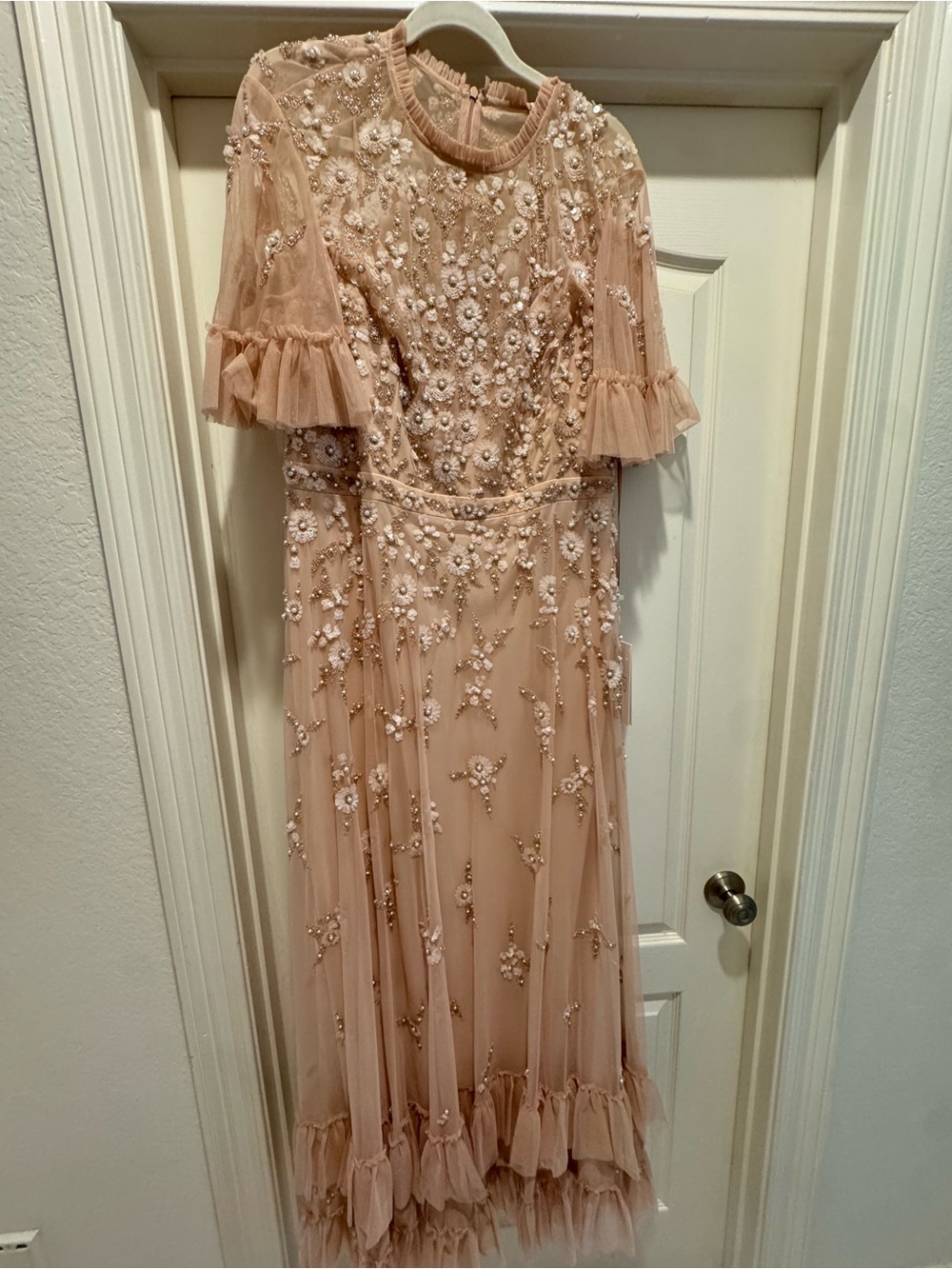 Mac Duggal Blush Pink Embellished Tulle Maxi Dress - Picture 5 of 16